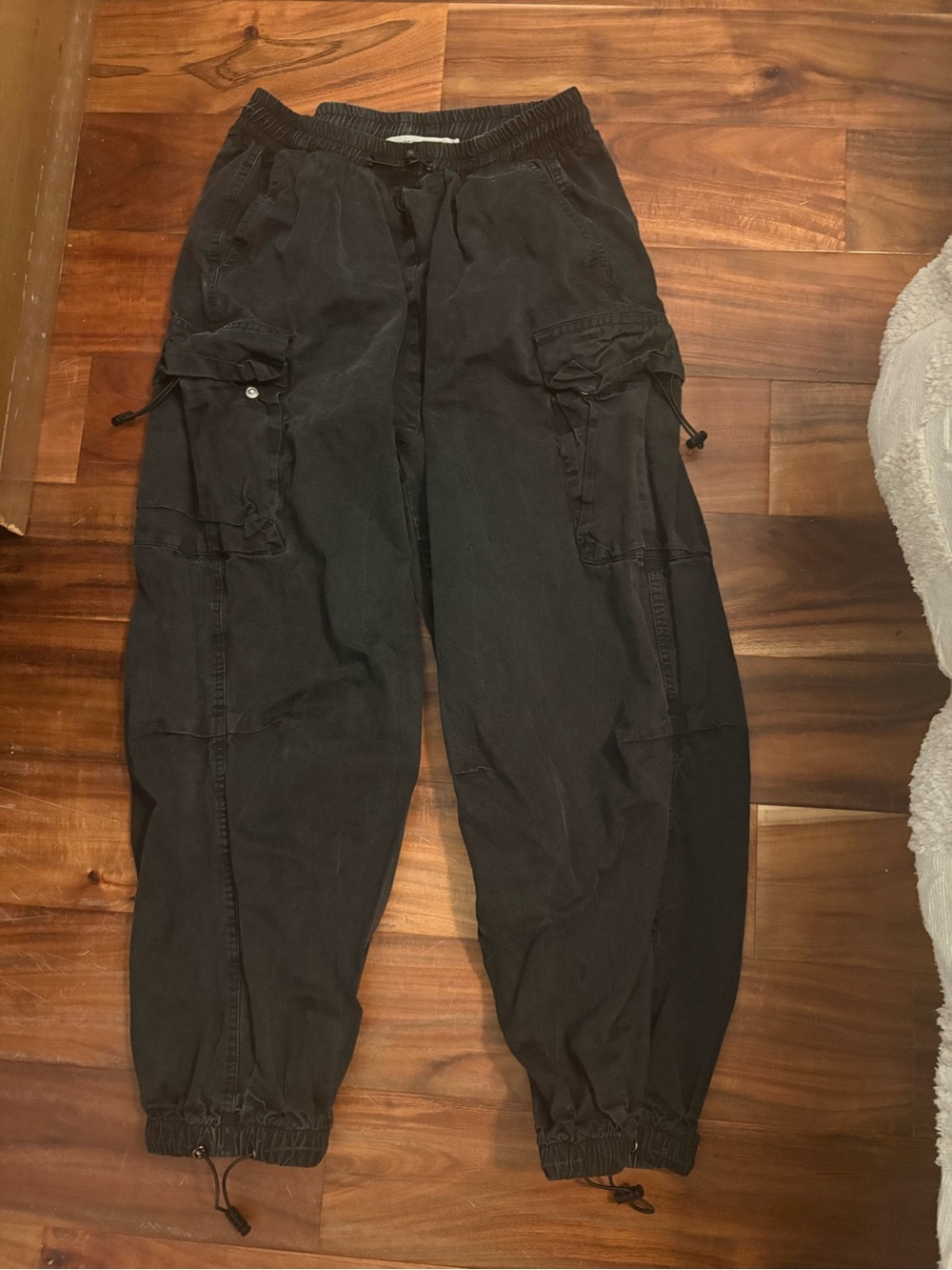 RealTakai Washed Black Cargo Jogger Pants Streetwear Size M (1157)